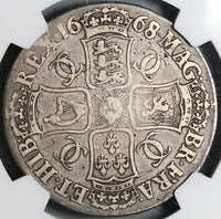 1668/7 NGC F 12 Charles II Crown Rare Overdate Great Britain England Coin (23031101C)