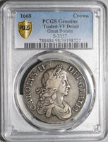 1668 PCGS VF Det Charles II Crown England Great Britain Silver Coin (20041302C)