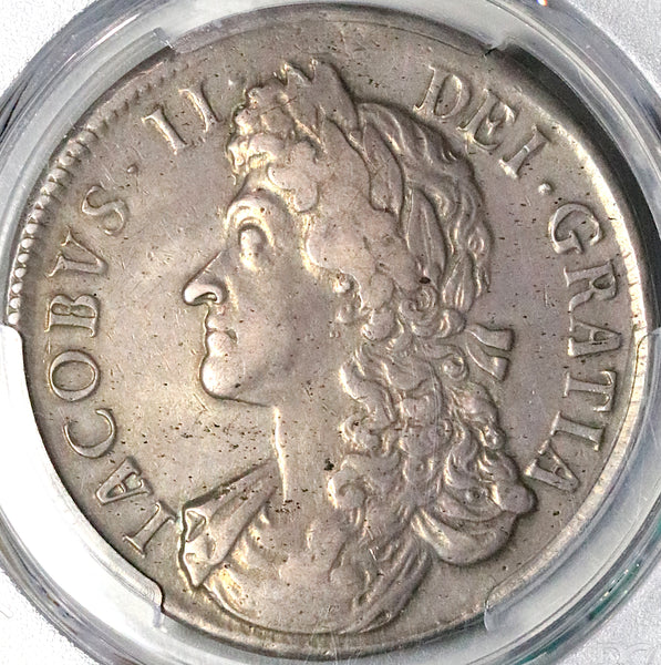 1687 PCGS XF 40 James II Great Britain Crown England Silver Coin (22101602D)