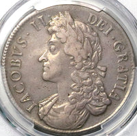 1687 PCGS XF 40 James II Great Britain Crown England Silver Coin (22101602D)