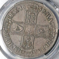 1687 PCGS XF 40 James II Great Britain Crown England Silver Coin (22101602D)