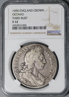 1696 NGC F 12 William III Crown Silver Great Britain Third Bust Coin (21020204C)