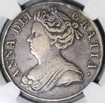 1713 NGC VF 30 Anne Crown Great Britain 5 Shillings Plumes Roses Coin (22052101C)