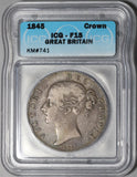 1845 ICG F 15 Victoria Crown 5 Shillings Great Britain Silver Coin (21053101C)