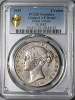 1845 PCGS XF Det Victoria Crown Great Britain Sterling Silver Coin (20111901D)