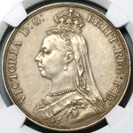 1889 NGC AU Det Victoria Crown Great Britain Dragon Slayer Silver Coin (22070302C)