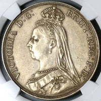 1889 NGC AU Det Victoria Crown Great Britain Dragon Slayer Silver Coin (22070302C)