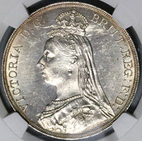 1889 NGC UNC Victoria Crown Great Britain Dragon Slayer Silver Coin (23012004C)