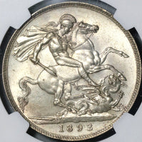 1892 NGC MS 62 Victoria Crown Great Britain Jubilee Silver Coin (20121702C)