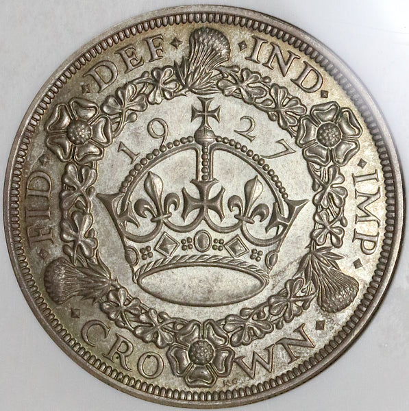 1927 NGC PF 62 George V Crown Great Britain Proof Wreath Silver