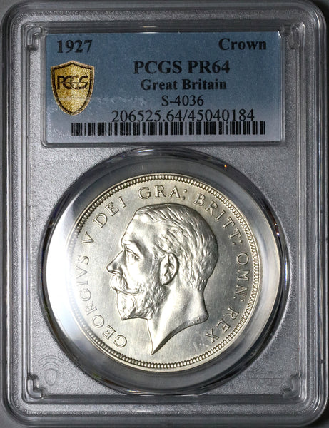1927 PCGS PR 64 George V Crown Great Britain Proof Wreath Silver