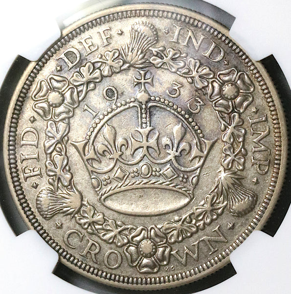 1933 NGC VF 35 George V Crown Great Britain Rare 7k Wreath Silver Coin (22070303C)