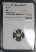 1601 NGC VF 35 Elizabeth I Penny Great Britain England Silver Coin POP 1/0 (21091402C)