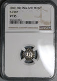 1601 NGC VF 35 Elizabeth I Penny Great Britain England Silver Coin POP 1/0 (21091402C)