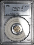 1726 PCGS MS 62 George I Penny Pence Great Britain Silver Coin POP 1/0 (22080301C)