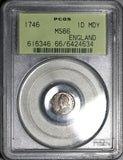1746 PCGS MS 66 George II Penny Great Britain Silver Overdate OGH Mint State Coin (19112402C)