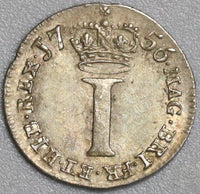 1756 George II Penny Great Britain Almost Uncirculated Silver Coin (19081801R)