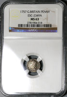 1757 NGC MS 63 George II Silver Penny Great Britain Coin POP 1/0 (20091903C)