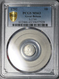 1792 PCGS MS 63 George III Great Britain Penny Wire Money Silver Coin (21011301D)