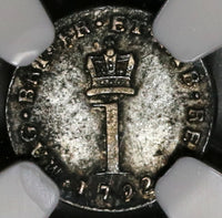 1792 NGC XF 40 George III Great Britain Penny Wire Money Silver Coin (19121902C)