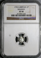 1792 NGC XF 40 George III Great Britain Penny Wire Money Silver Coin (19121902C)
