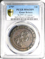 1797 PCGS MS 63 George III Penny Cartwheel Soho Great Britain Coin (23021103C)