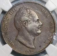 1831 NGC VF 30 Penny William IV Great Britain Coronation Coin (20010701C)