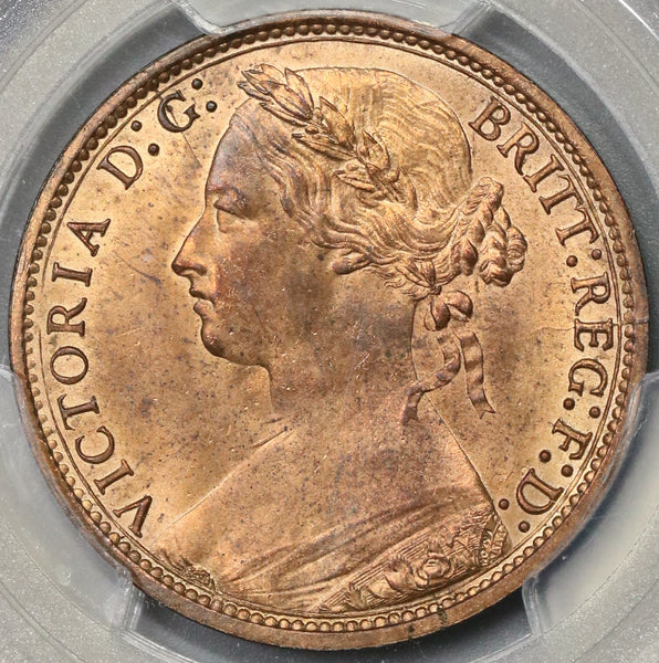 1877 PCGS MS 64 RD Victoria Penny Great Britain RED Coin POP 2/1 (16080101D)