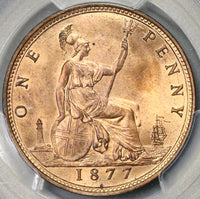 1877 PCGS MS 64 RD Victoria Penny Great Britain RED Coin POP 2/1 (16080101D)