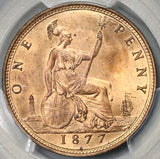 1877 PCGS MS 64 RD Victoria Penny Great Britain RED Coin POP 2/1 (16080101D)