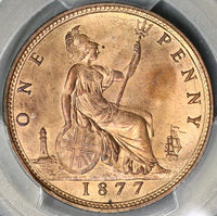 1877 PCGS MS 64 RD Victoria Penny Great Britain RED Coin POP 2/1 (16080101D)