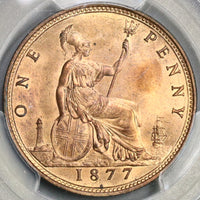 1877 PCGS MS 64 RD Victoria Penny Great Britain RED Coin POP 2/1 (16080101D)