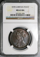 1878 MS 63 Victoria Penny Great Britain Mint State Britannia Coin (22102403C)