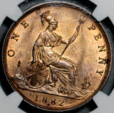 1882-H NGC MS 64 RB Victoria Penny Great Britain Convex Shield Coin (21021504C)