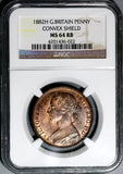 1882-H NGC MS 64 RB Victoria Penny Great Britain Convex Shield Coin (21021504C)
