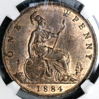 1884 NGC MS 63 Victoria Penny Great Britain RB Mint State Coin (20062403C)