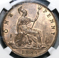 1884 NGC MS 63 Victoria Penny Great Britain RB Mint State Coin (20062403C)