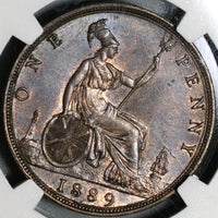 1889 NGC MS 63 Victoria Penny Great Britain RB Mint State Coin (20070301C)