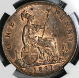 1891 NGC MS 63 Victoria Penny Great Britain RB Mint State Coin (20070302C)