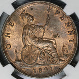 1891 NGC MS 63 Victoria Penny Great Britain RB Mint State Coin (20070302C)