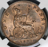 1891 NGC MS 63 Victoria Penny Great Britain RB Mint State Coin (20070302C)
