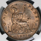 1891 NGC MS 63 Victoria Penny Great Britain RB Mint State Coin (20070302C)