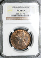1891 NGC MS 63 Victoria Penny Great Britain RB Mint State Coin (20070302C)