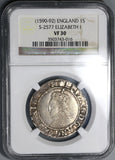 1590 Elizabeth I Shilling Great Britain Silver Coin NGC VF 30 (19072302C)