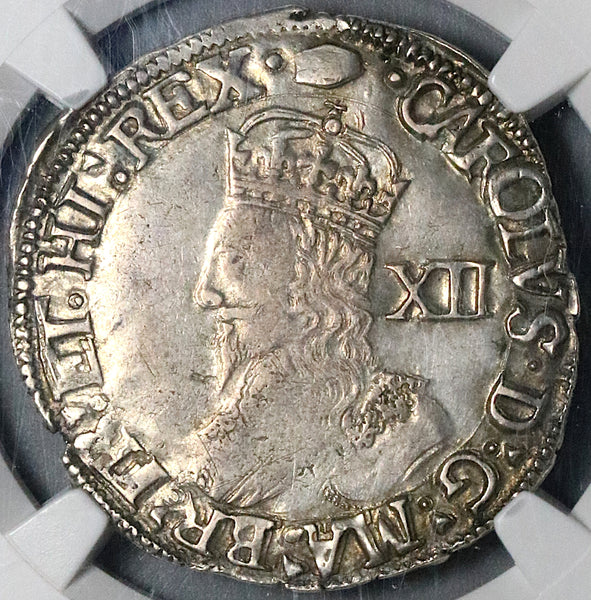 1636 NGC AU 55 Charles I Shilling Great Britain England Rare Obverse Silver Coin (22101802C)