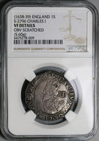 1638 NGC VF Charles I Shilling Great Britain England Hammered Coin (22112702C)