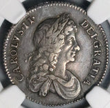 1668 NGC VF 35 Charles II Shilling Great Britain Silver Coin (23020901C)