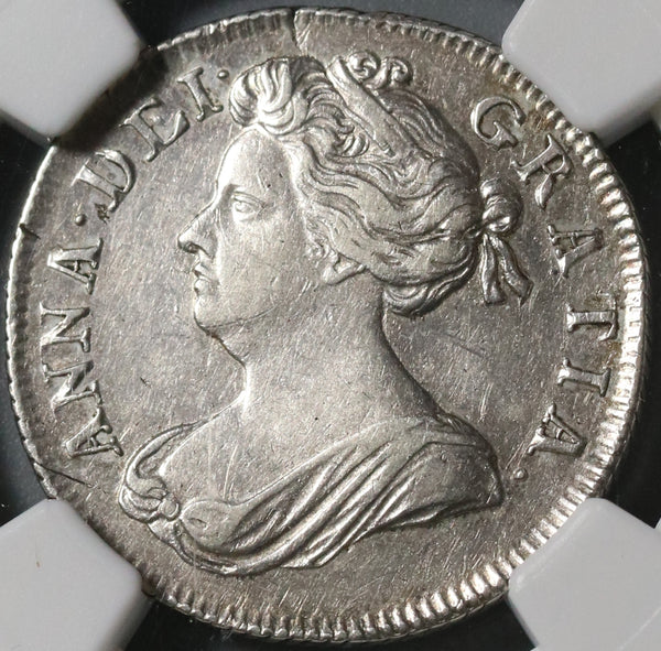 1702 NGC AU 55 Anne Great Britain Shilling England Not VIGO Royal Mint Coin (17011703D)