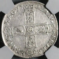 1702 NGC AU 55 Anne Great Britain Shilling England Not VIGO Royal Mint Coin (17011703D)