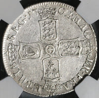 1702 NGC AU 55 Anne Great Britain Shilling England Not VIGO Royal Mint Coin (17011703D)